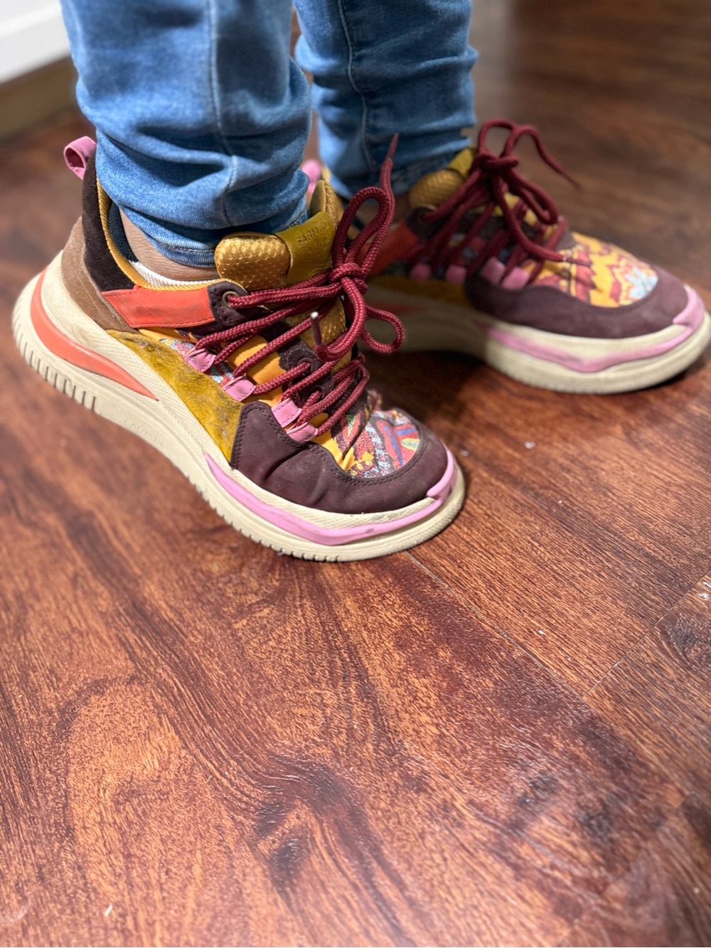 FARM Rio Multicolor Platform Sneakers - Burgundy, Pink & Mustard